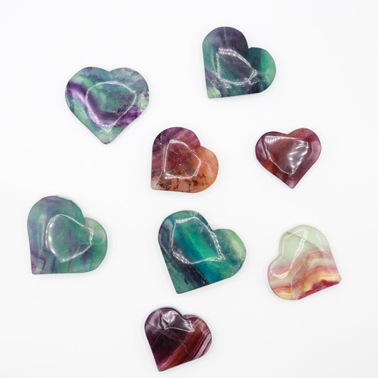 Rainbow Fluorite Hearts