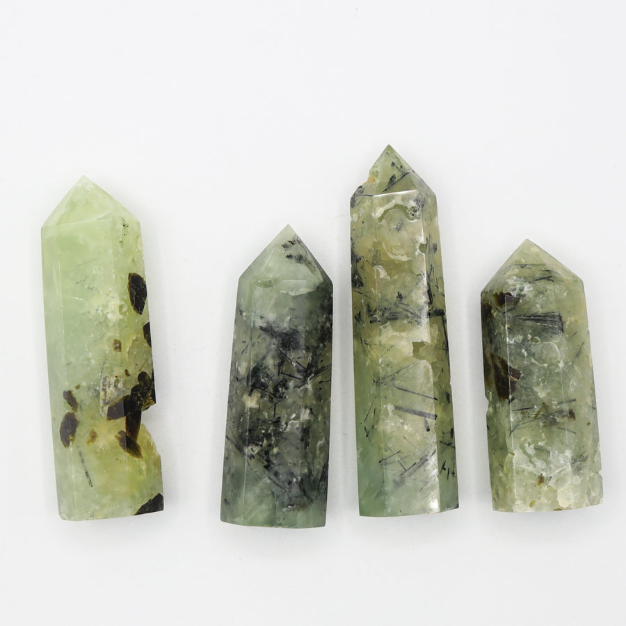 Prehnite Towers with Black Tourmaline
