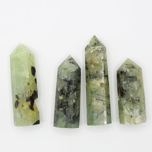 Prehnite Towers with Black Tourmaline