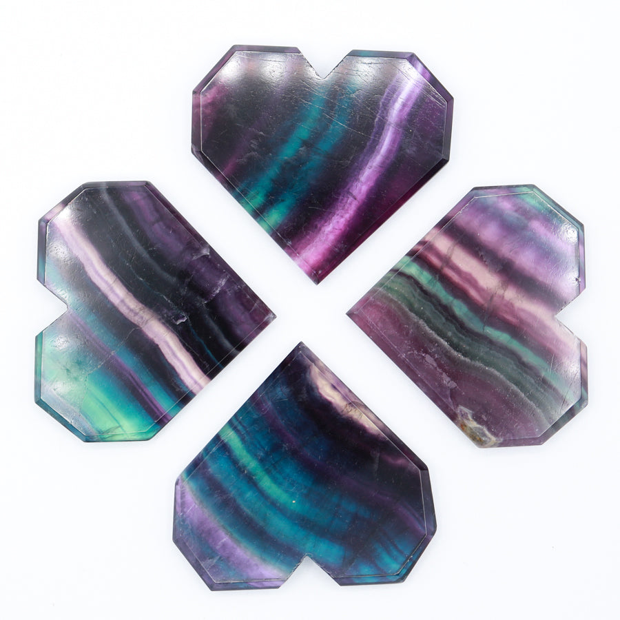 Rainbow Fluorite Hearts with stand