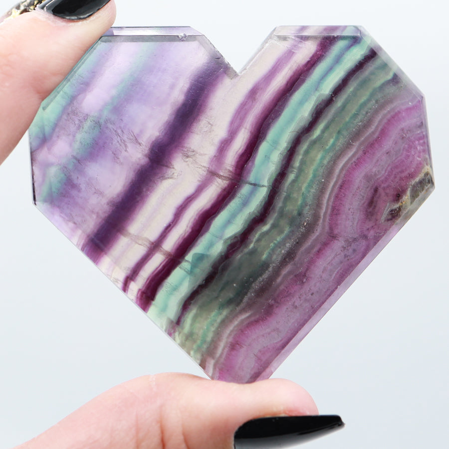 Rainbow Fluorite Hearts with stand