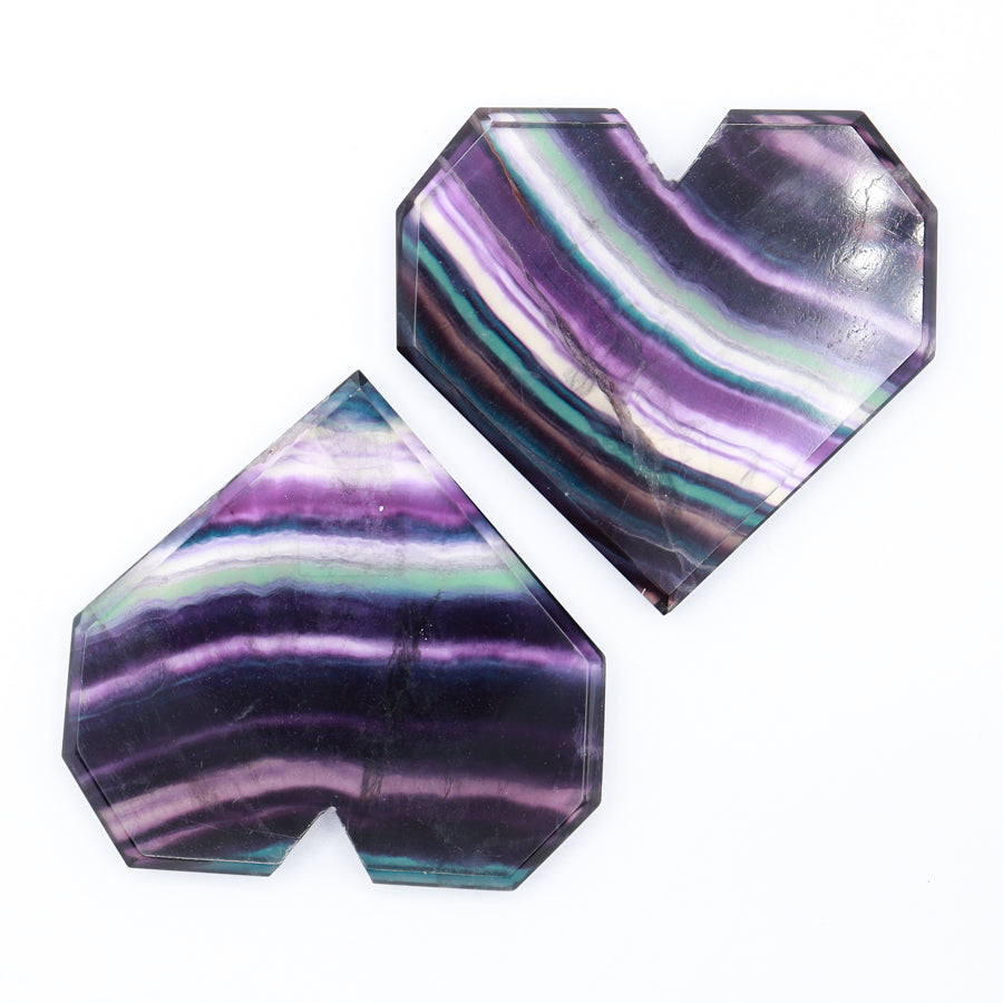 Rainbow Fluorite Hearts with stand