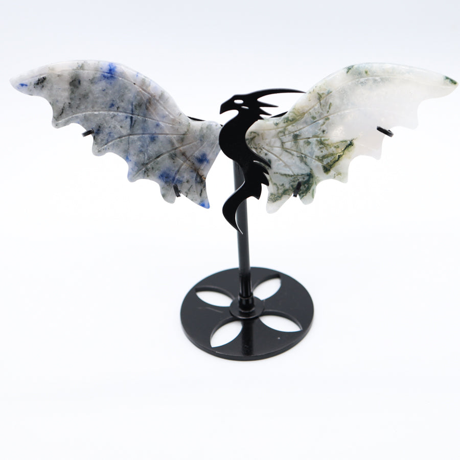 Moss Agate & Sodalite Dragon Wings