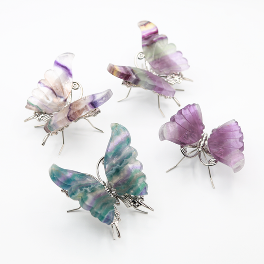 Rainbow Fluorite Freestanding Butterflies