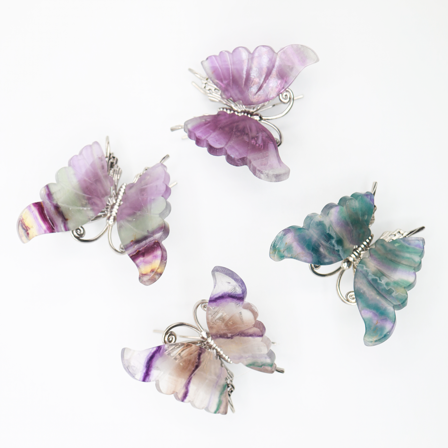 Rainbow Fluorite Freestanding Butterflies