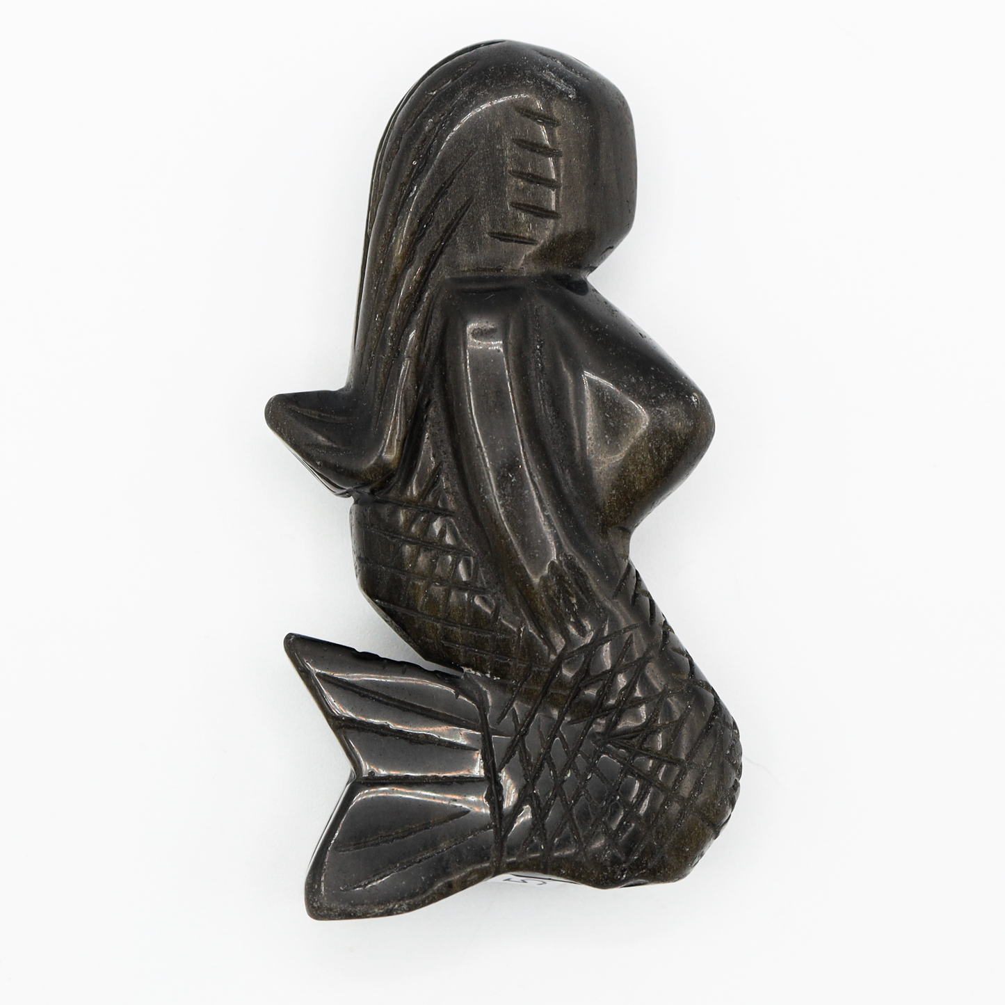 Gold Sheen Obsidian Mermaid Carving