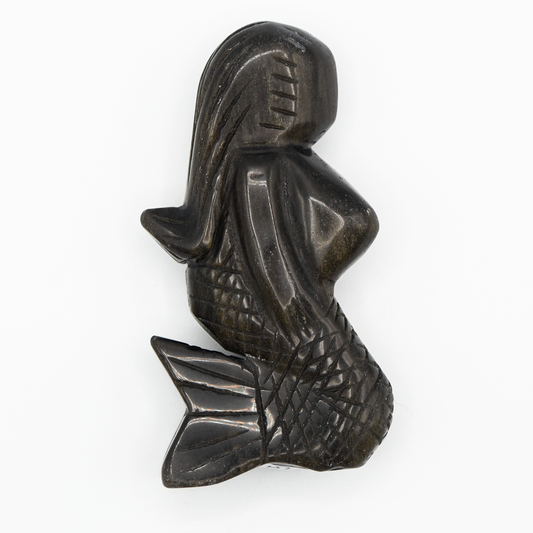 Gold Sheen Obsidian Mermaid Carving
