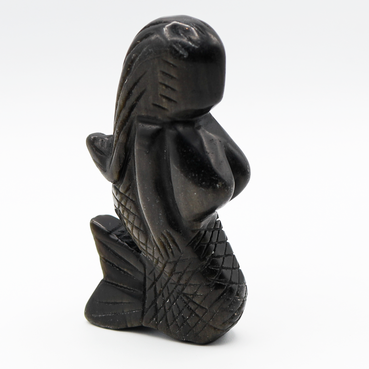 Gold Sheen Obsidian Mermaid Carving