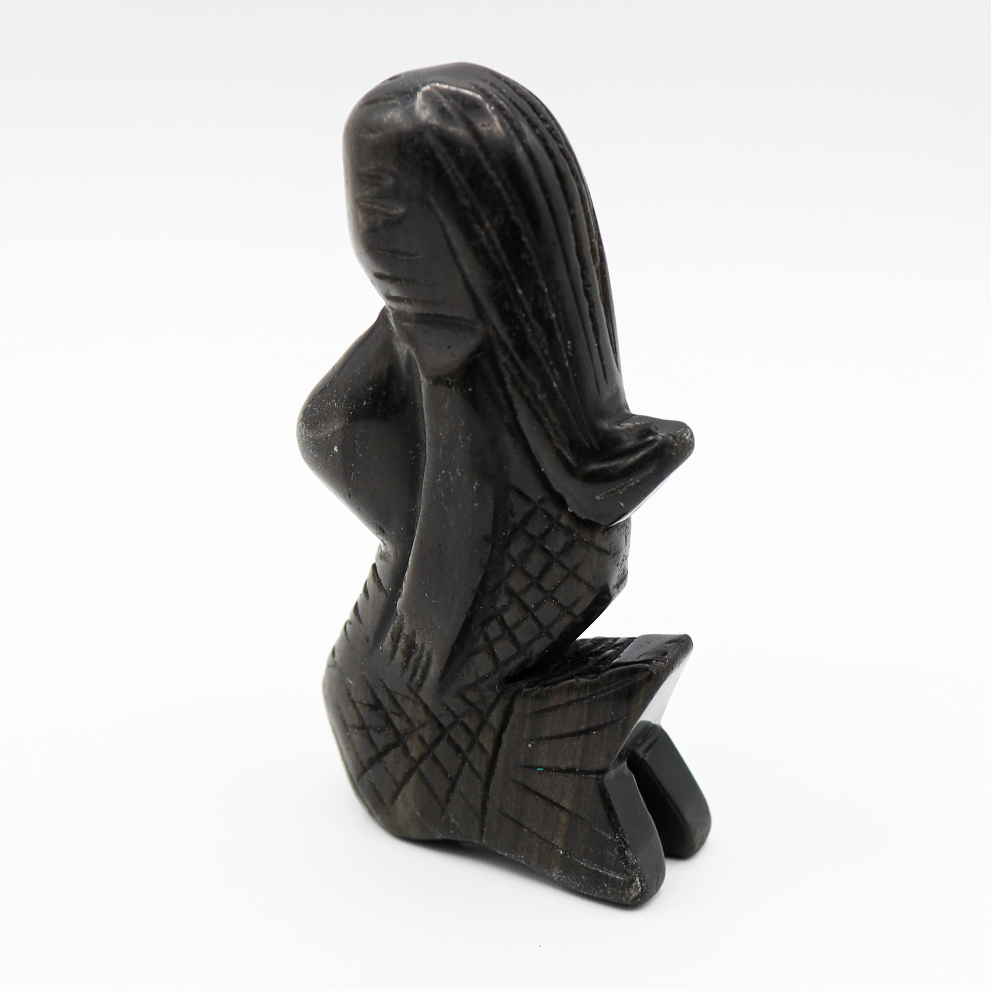 Gold Sheen Obsidian Mermaid Carving