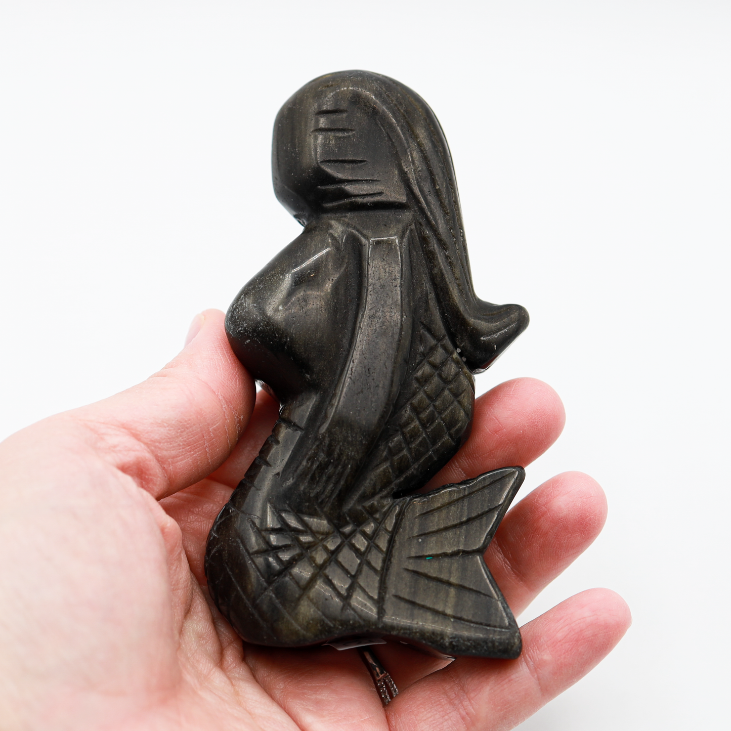 Gold Sheen Obsidian Mermaid Carving