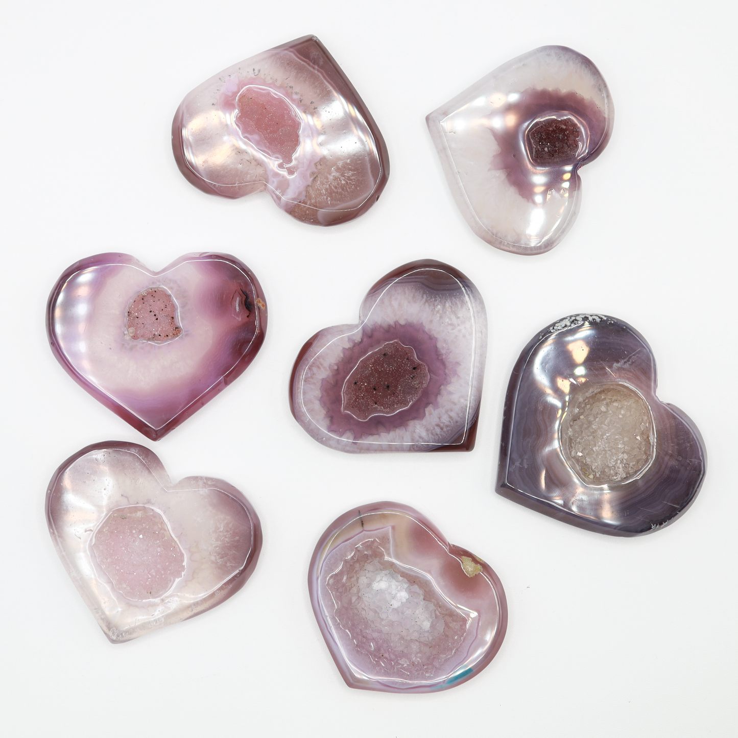 Pink Agate Hearts
