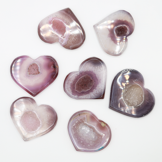 Pink Agate Hearts
