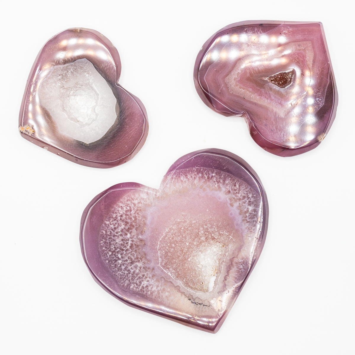 Pink Agate Hearts