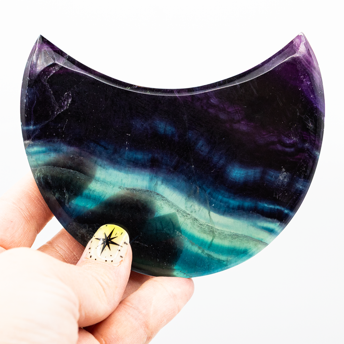 Large Rainbow Fluorite Moon