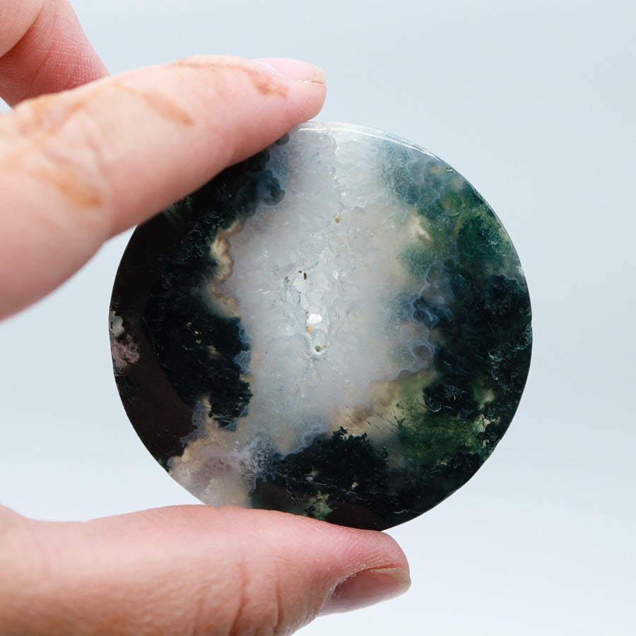Moss Agate Worry Disc