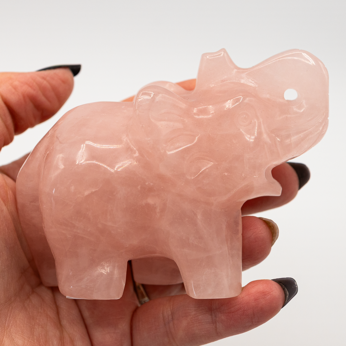 Rose Quartz Elephant Carving
