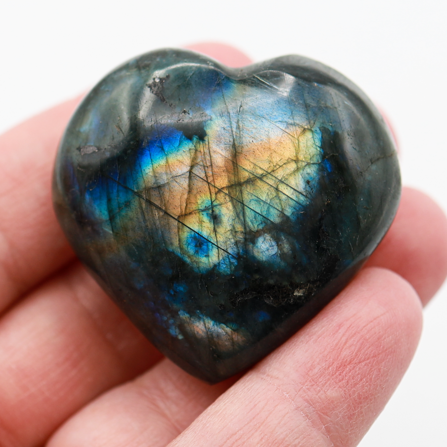 Medium Flashy Labradorite Hearts