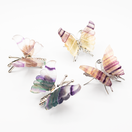 Rainbow Fluorite Freestanding Butterflies