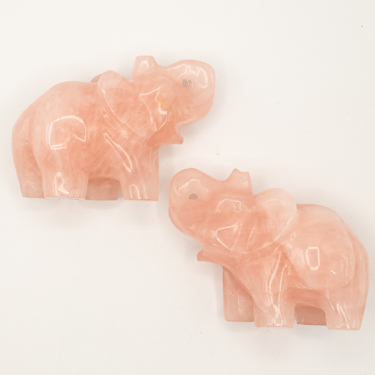 Rose Quartz Elephant Carving