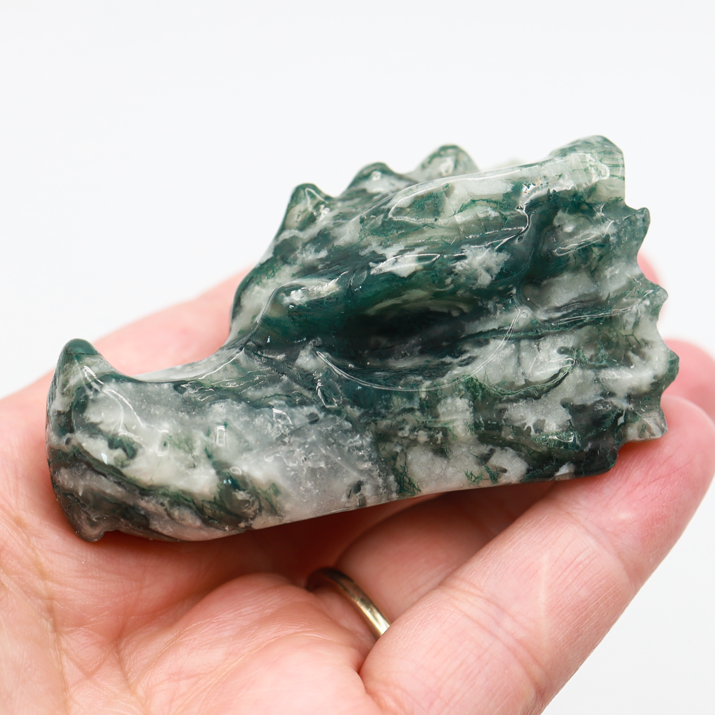 Moss Agate Dragon Head