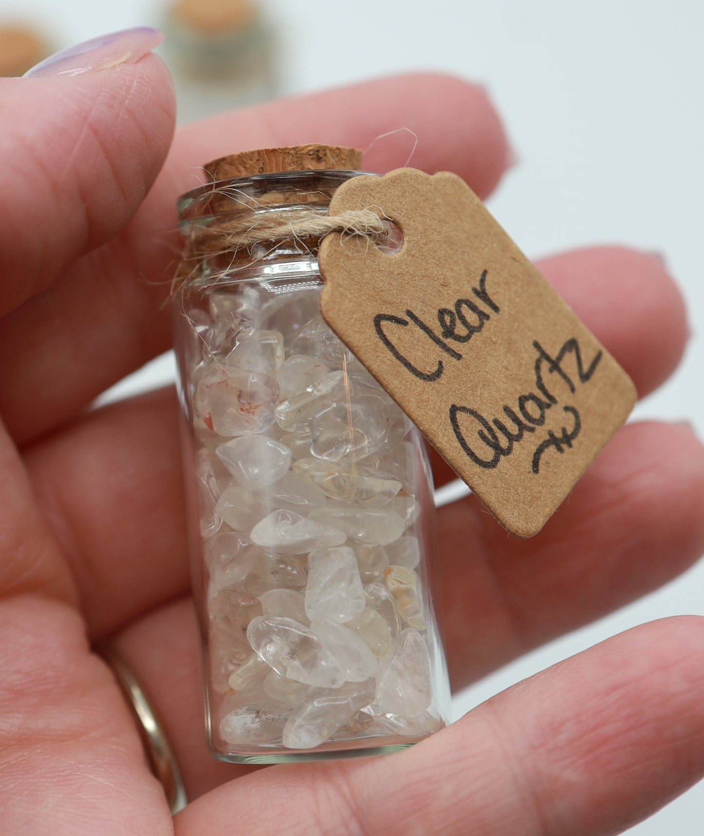 Clear Quartz Crystal Chip Jar